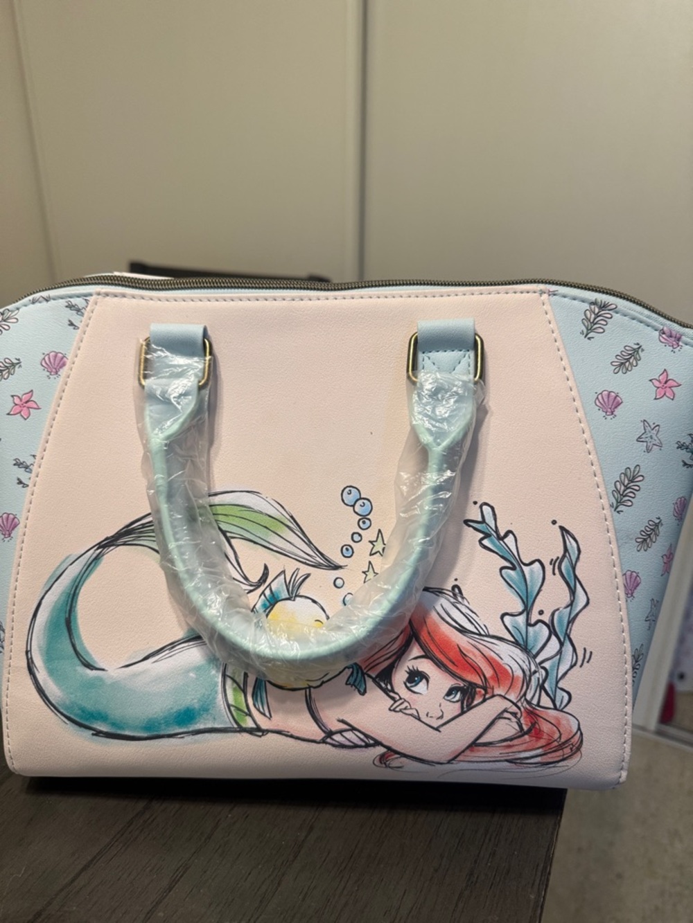 Pastel Pink Mermaid Dome Satchel Bag